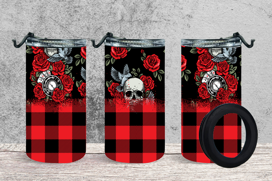 4-in-1 Koozie & Tumbler - Skulls & Plaid