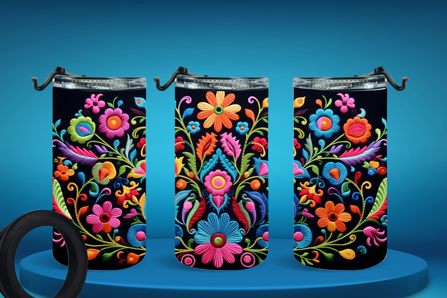 4-in-1 Koozie & Tumbler - Bright Embroidery