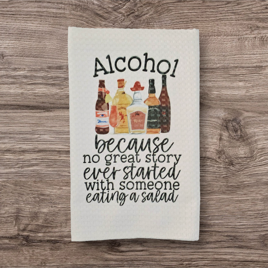 Waffle Weave Kitchen Towel - Great Story Alcohol