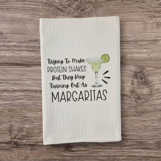 Waffle Weave Kitchen Towel - Protein Shakes or Margaritas