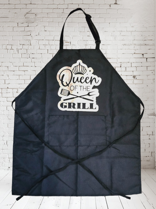 Grilling Apron - Queen Of The Grill (Rose Gold Foil on Black)