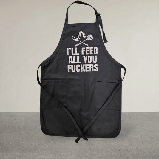 Heavy Duty Apron - I'll Feed All You F*ckers (Multicolor Glitter Vinyl on Black)