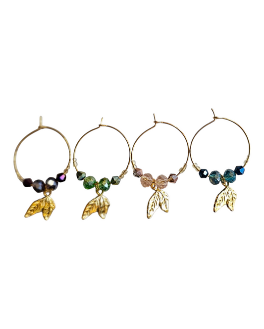 Drink Charm Set - Sparkly Leaves