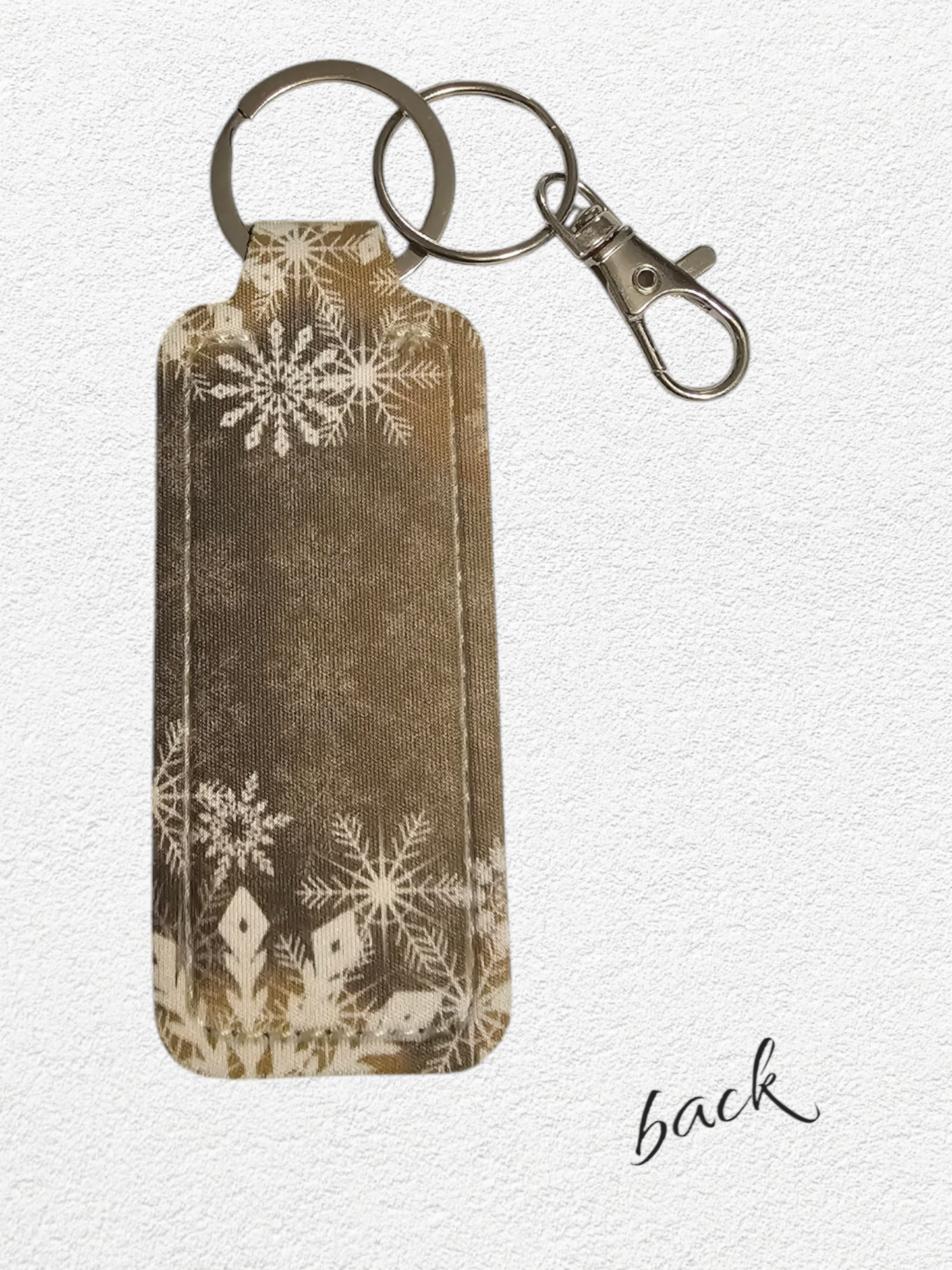 Lip Balm Holder & Keychain - Golden Snowflakes (lip balm included)