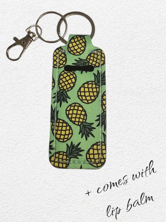 Lip Balm Holder & Keychain - Pineapples (lip balm included)