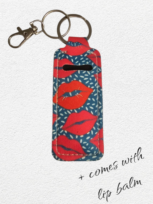 Lip Balm Holder & Keychain - Lips (lip balm included)