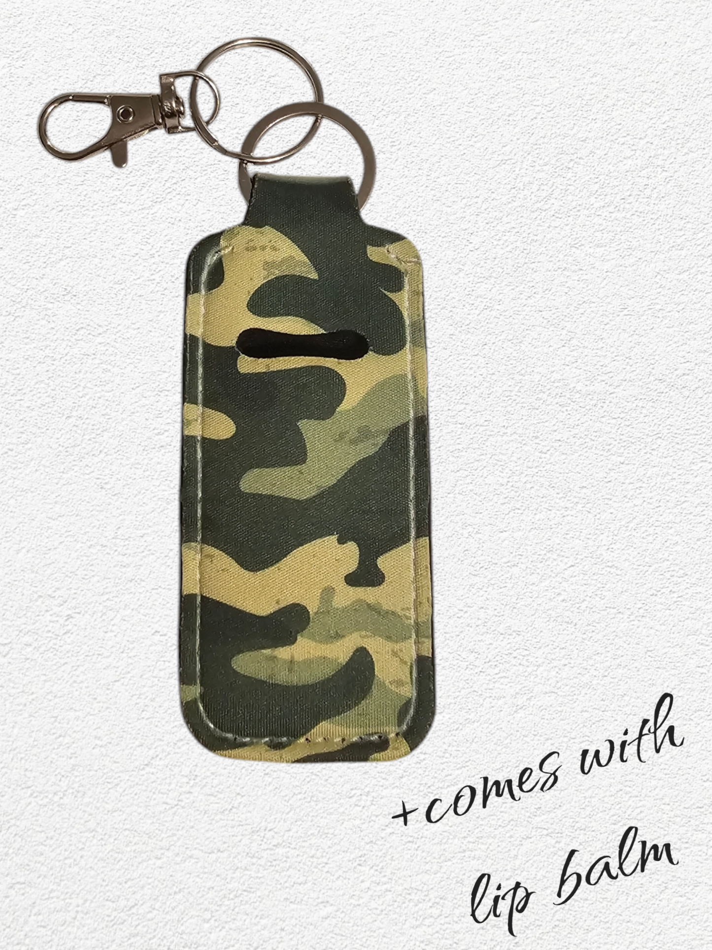 Lip Balm Holder & Keychain - Camo (lip balm included)