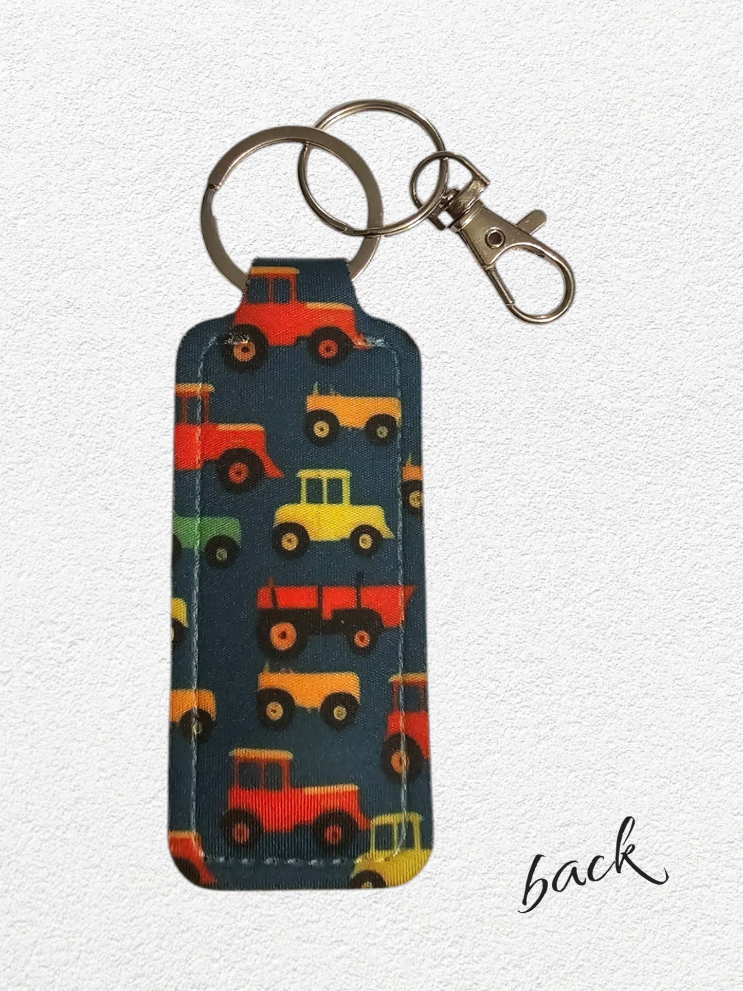 Lip Balm Holder & Keychain - Tractors and Such (lip balm included)