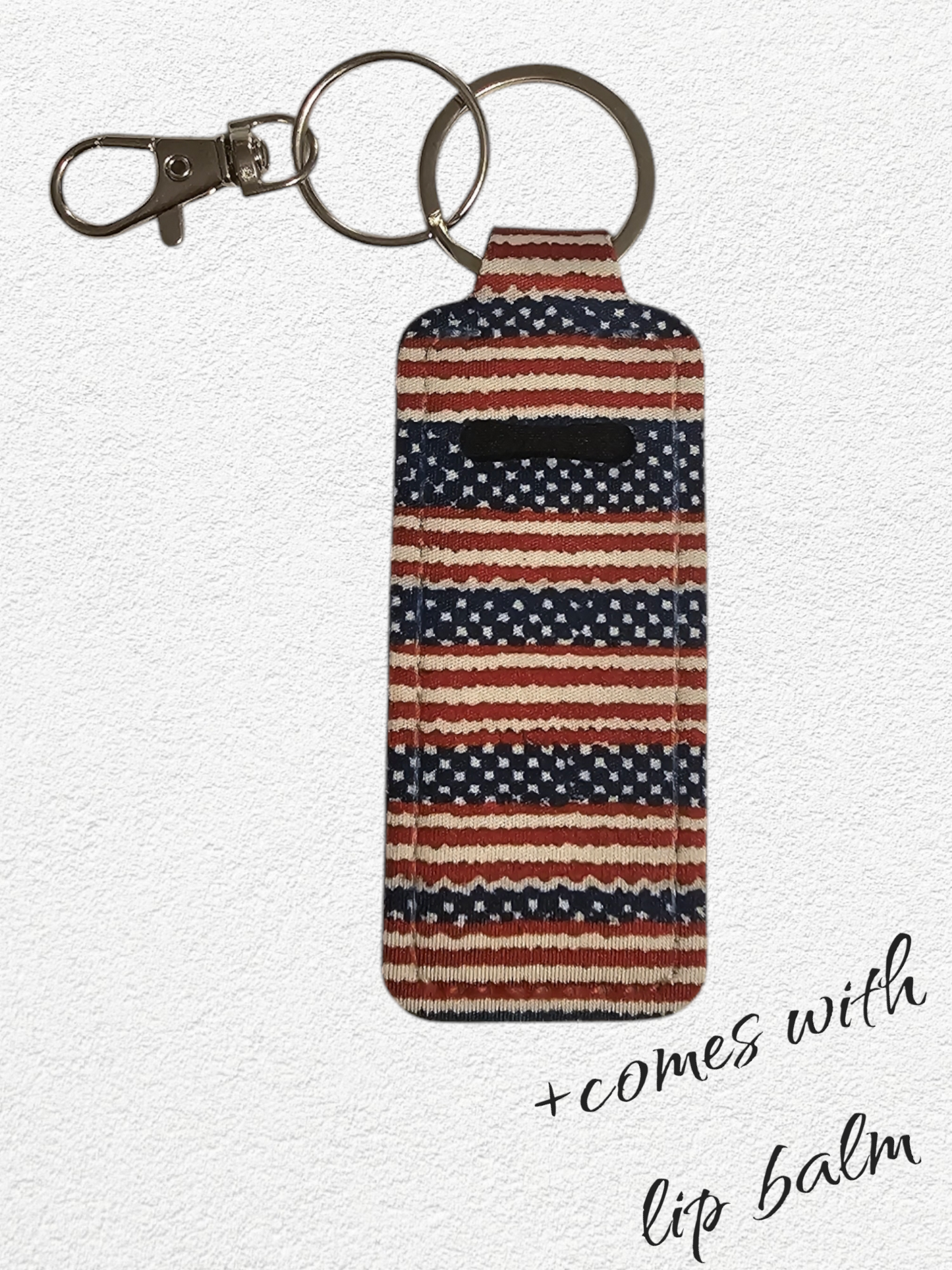 Lip Balm Holder & Keychain - American (lip balm included)