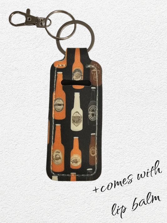 Lip Balm Holder & Keychain - Bottles 'o Beer (lip balm included)