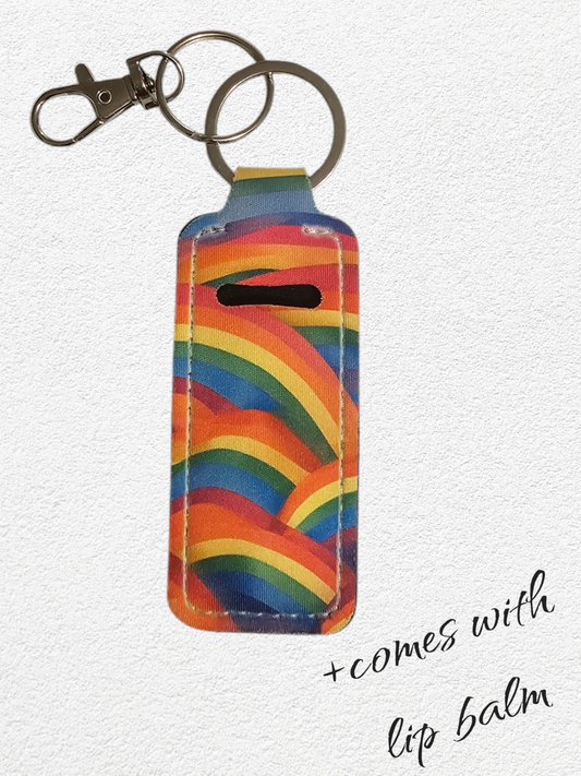 Lip Balm Holder & Keychain - Rainbow (lip balm included)