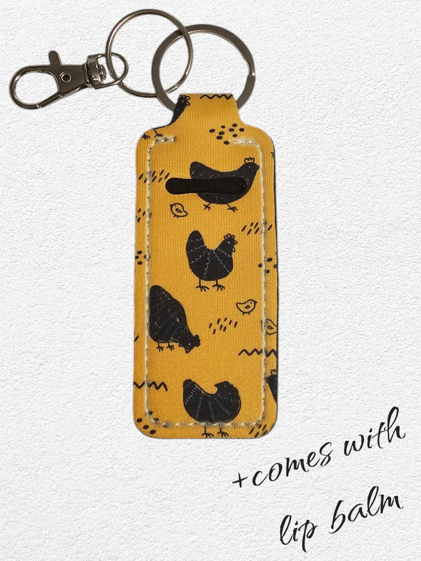 Lip Balm Holder & Keychain - Chickens (lip balm included)