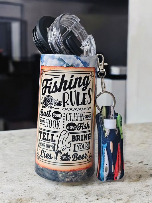 4-in-1 Koozie & Lip Balm Set - Fishing Rules