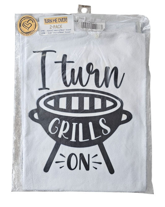 Microfiber Towels - 2-Pack - I Turn Grills On / Grillers Gonna Grill