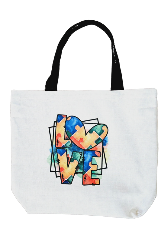 Canvas Tote Bag - LOVE Puzzle Heart - Autism Awareness